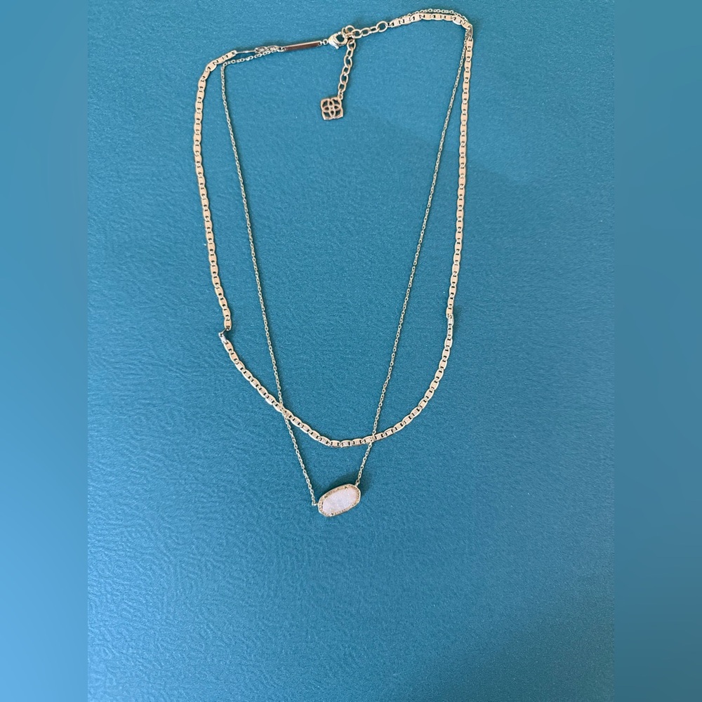 Kendra Scott Elisa Yellow Gold Tone Multi Strand Necklace in Iridescent Drusy